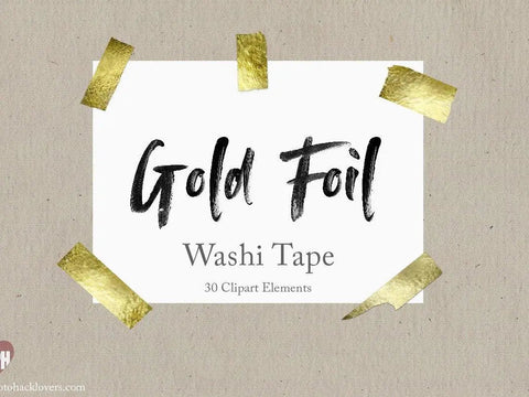 30 Gold Foil Washi Tape clipart - Visual Artwork