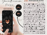 Black Marble Rose Gold Instagram Icons - Digital