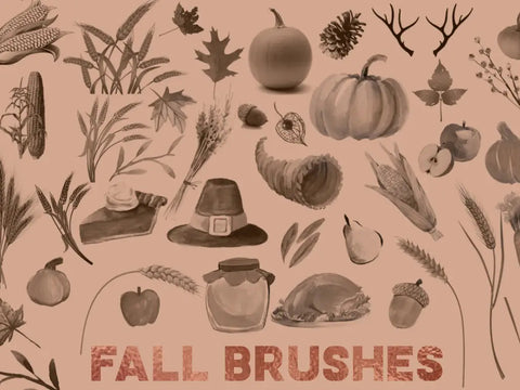 Various Fall Photoshop Brushes - Digital