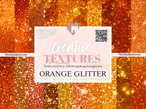 20 Orange Glitter Digital Papers - photohacklovers