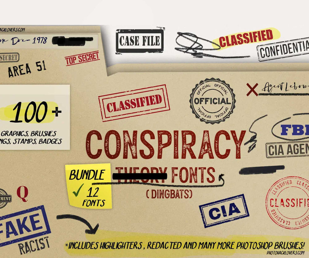 Conspiracy Theory Graphics and Font Bundle
