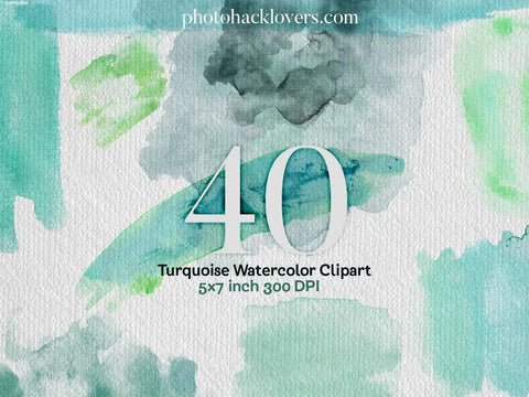40 turquoise watercolor splashes png - visual artwork