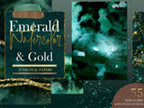 50 Emerald Green & Gold Watercolor Backgrounds - Visual