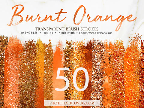 50 Orange Brush Strokes - Visual Artwork