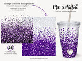 60 Purple Glitter Tumbler Overlays - Visual Artwork
