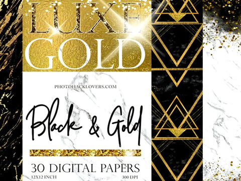 Black and gold digital paper - visual artwork