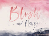 Blush and navy watercolor splash clipart - visual artwork