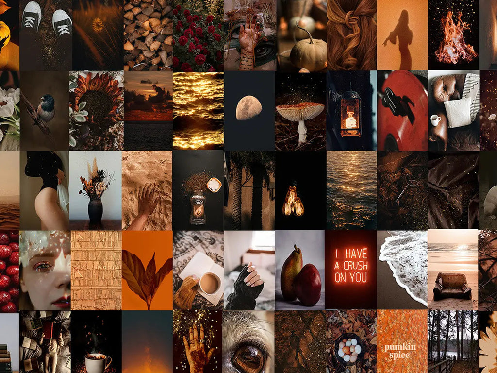 Boujee fall aesthetic wall collage kit - collage