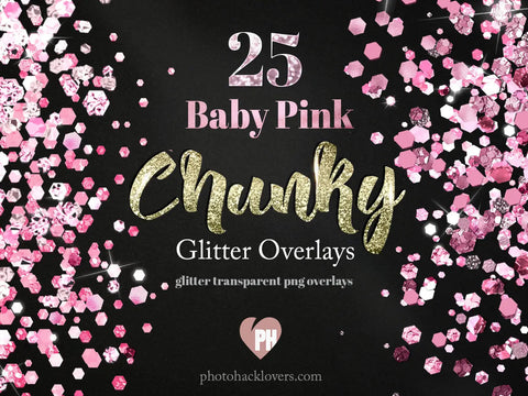 Chunky pink glitter overlays - overlays-glitter png -