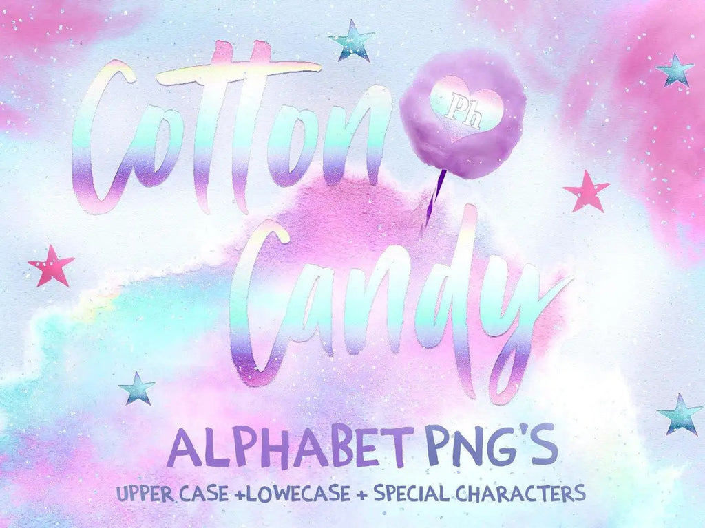 Cotton candy alphabet clipart - visual art