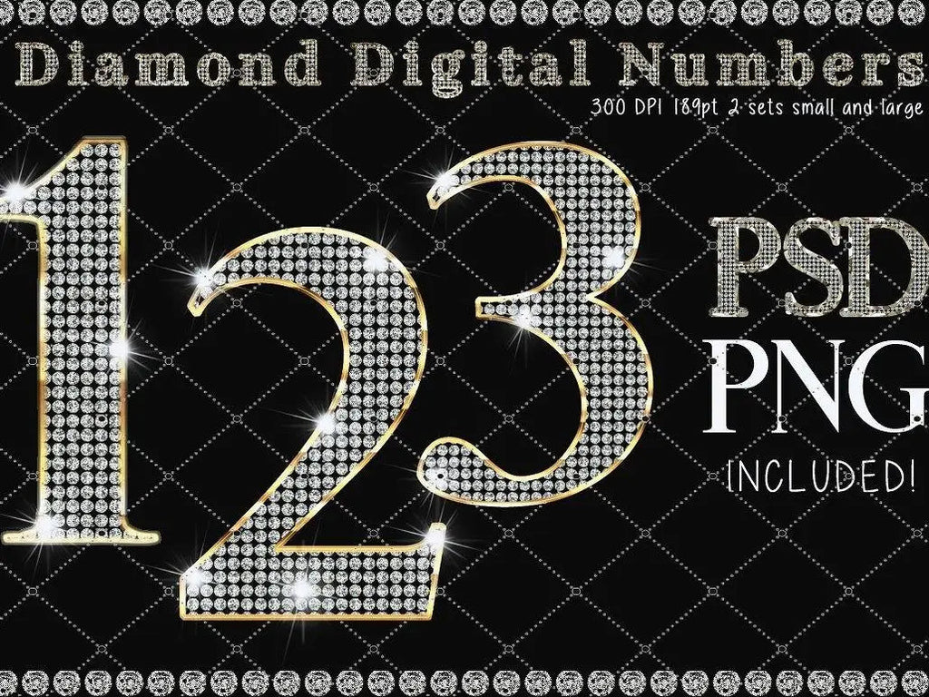 Diamond and Gold Numbers - Posters Prints & Visual Artwork
