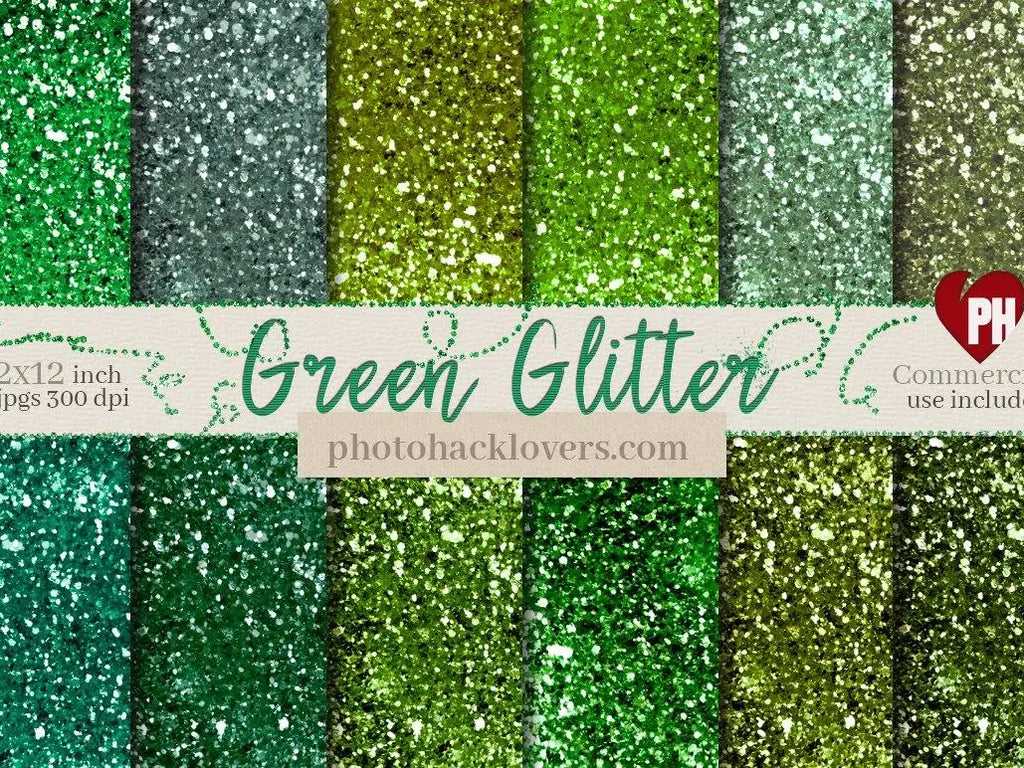 Green Chunky Glitter Digital Paper