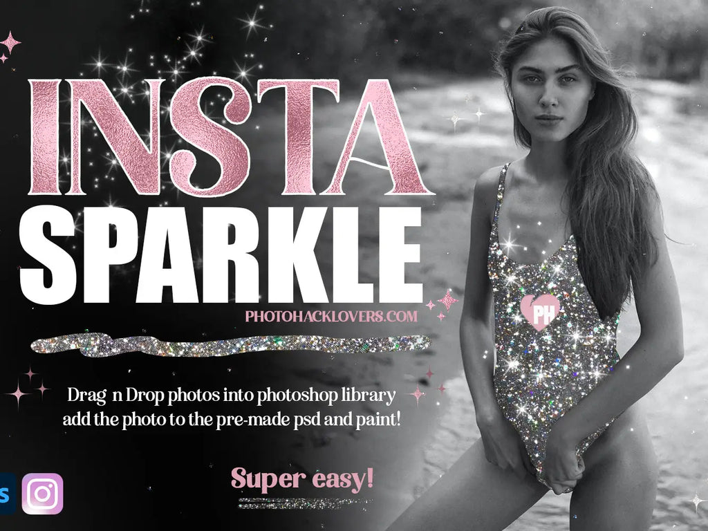 Insta sparkle photoshop instagram template - silver /
