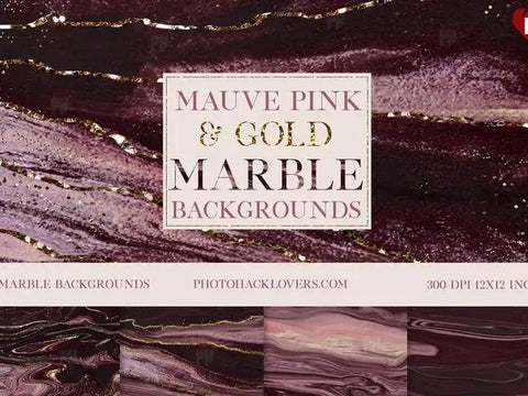 Mauve pink n gold marble background - digital