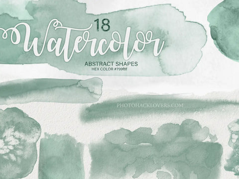 Mint abstract watercolor washes - digital