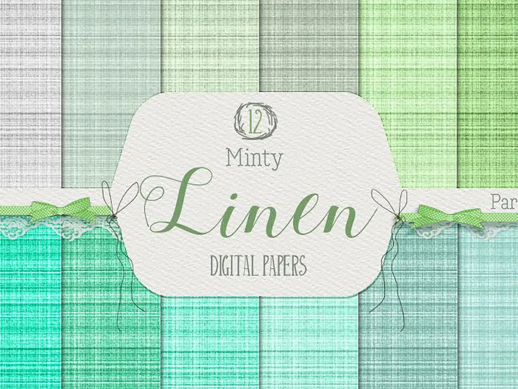 Mint linen digital paper