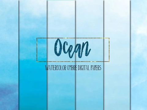 Ocean Ombre Watercolors - Digital