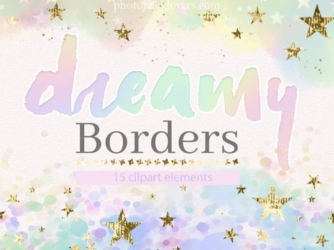Pastel unicorn clipart borders - digital
