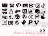 Pink and Black Marble Social Media Icons - Digital