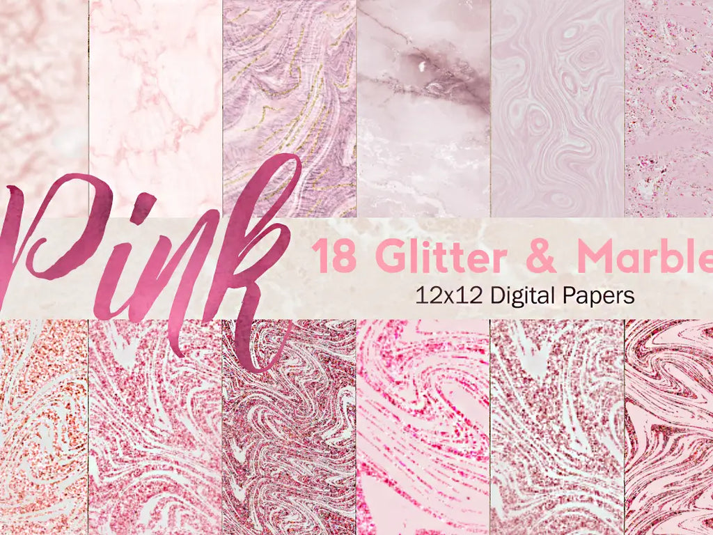 Pink Glitter marble Digital paper