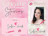 Pink instagram stickers for stories - digital