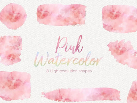 Pink Watercolor Clipart Shapes - Digital