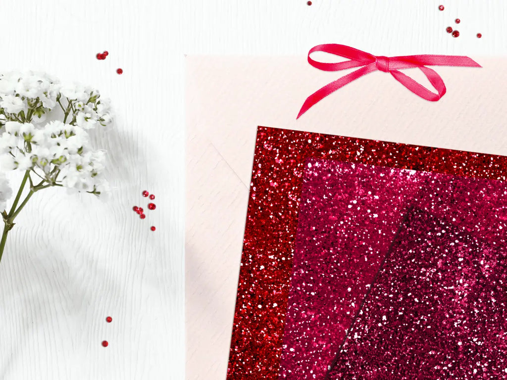 Red Glitter Cardstock Background Top View Photography · Creative