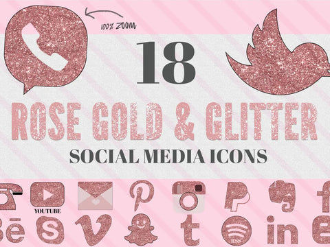 Rose Gold Social media icons - Digital