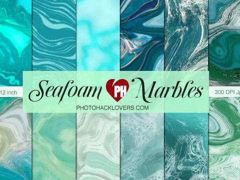 Seafoam Marble Digital Paper