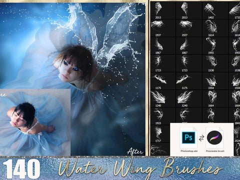 Water Fairy Wings Photoshop Brushes - Digital