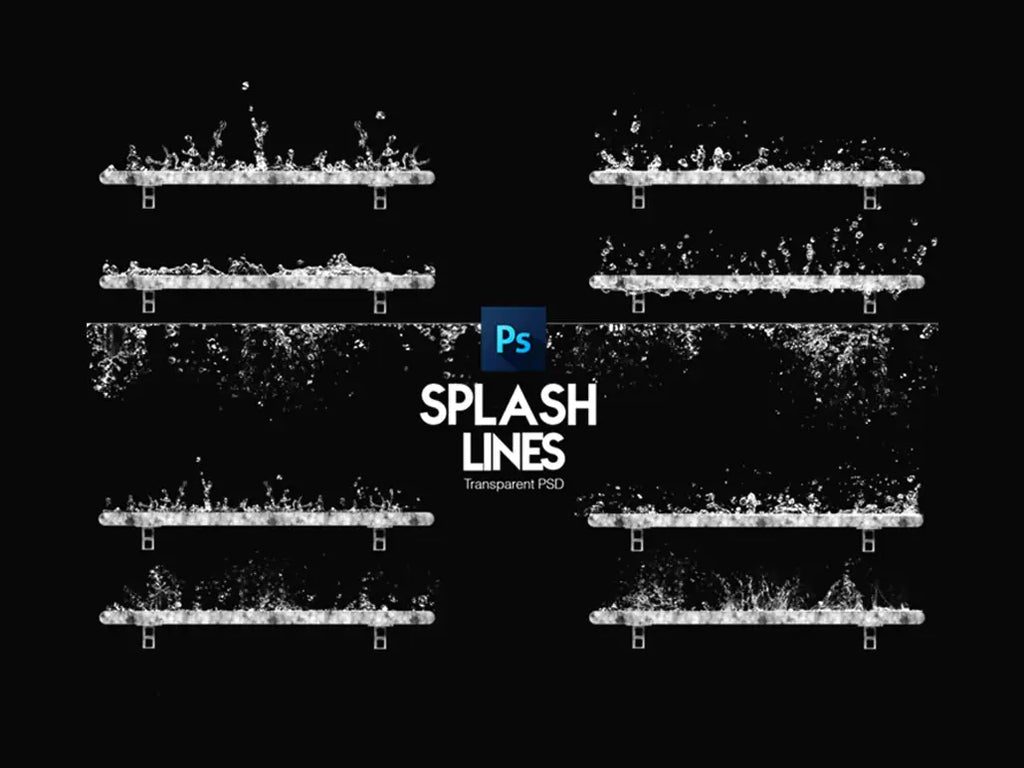Water splash lines psd - digital