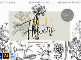 Wild Flower Illustration SVG Clipart - Digital